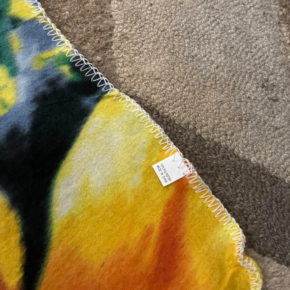 Yellow Lillies fleece soft Blanket Throw Bright Multicolor Floral Design